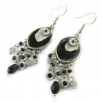 Les Tr&eacute;sors De Lily [P0118] - Boucles Cr&eacute;ateur 'Scarlett' gris noir hall