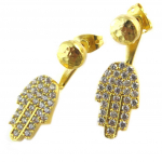 Les Tr&eacute;sors De Lily [P2246] - kullatud  Princess Ottomane  k&auml;sit&ouml;&ouml;na valmistatud kullatud k&otilde;rvar&otilde;ngad/sagara kontuurid (fatma k&auml;si) - 13 mm valge