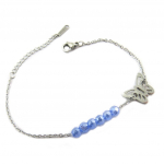 Les Tr&eacute;sors De Lily [P4883] - Bracelet acier 'Papillon' bleu argent&eacute; - 13x10 mm h&otilde;be