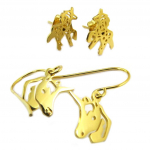 Les Tr&eacute;sors De Lily [P8072] - 2 paari kuldseid 'Licorne My Unicorn' terasest k&otilde;rvar&otilde;ngaid - 10x10 mm ja 11x10 mm kuld