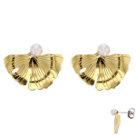 Les Tr&eacute;sors De Lily [Q7134] - h&otilde;bedast k&otilde;rvar&otilde;ngad 'Ginkgo Biloba' kullaga - 20x14 mm kuld