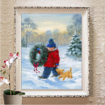 5D teemantmaali loom t&auml;iskandiline/&uuml;mmargune puur Teemanttikandid Ristpistes talvine seinakunst Full Round (20X30CM)