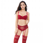 Varsbaby Sexy rinnahoidja+alusp&uuml;ksid+sukad+sukad 4 tk pesukomplekt 42D hiina punane v&auml;rv