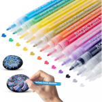 12 v&auml;rvi akr&uuml;&uuml;lv&auml;rvi markerite komplekt, veep&otilde;hine kunsti markerpliiats, 0,7&ndash;2 mm peen ots isetegemiseks 12 Colors