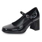 Naiste retrokingad 7 cm k&otilde;rged paksud kontsad Mary Jane kandilise varbaga naiste vintage cosplay kingad Goth Punk 36 must