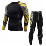 2tk Bodysuit Meeste pikk Johns Fitness T-s&auml;rk Quick Dry Stretch PRO komplekt Spordir&otilde;ivad Suurus S-4XL S