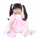 BZDOLL 60 cm silikoonist Reborn Baby Doll m&auml;nguasi t&uuml;drukule 24 tolli pikkade juustega roosa kleit Printsessi v&auml;ikelapse riietus M&auml;ngumaja Bebe s&uuml;nnip&auml;evakingitus Blue eyes, 60cm doll valge