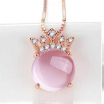 SACE GEMS Vasesulamist roosa tsirkoon naiste ripats kaelakee moe kingitus valge kulla v&auml;rv