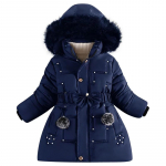 Girl Winter Cotton-Padded Jacket Children's Fashion Coat Kids Outerwear Baby's warm down jacket Children Clothing 4-12 years 150 tumesinine v&auml;rv