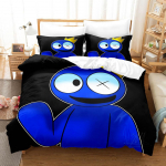 3D Rainbow Friends voodipesukomplektid tekikott koos padjap&uuml;&uuml;riga, kaheinimesevoodi, t&auml;issuuruses kuninganna voodiriided voodipesu AU single 140x210