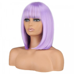 LISI HAIR L&uuml;hikesed Bob Lavendellillad parukad tukkidega S&uuml;nteetilised v&auml;rvilised Cosplay igap&auml;evane peoparukas naistele naturaalsetele juustele 25 cm