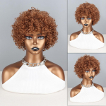 MERISIHAIR Ginger Orange Afro Women L&uuml;hike krussis lokkis parukas s&uuml;nteetiline kiud naturaalne lokkis parukas Cosplay igap&auml;evane kandmine 25cm