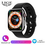 LIGE nutikell meestele k&auml;ekell T&auml;ispuuteekraaniga Bluetooth-k&otilde;ne Veekindlad kellad Sport Fitness Tracker Nutikas naiste k&auml;ekell + kast silicone strap must