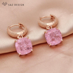 Mood v&auml;rvilised ruudukujulised kristallist tilkk&otilde;rvar&otilde;ngad roosa kullav&auml;rvi trendikas k&otilde;rvatropp naistele pulmadeks Elegantne ehe kingitus