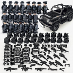Must Jeep Special Police Military Doll Small Particle Doll Model Laste Ehitusklotside m&auml;nguasi