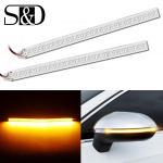 2tk Universaalne auto tahavaatepeegel 28SMD LED-ribalamp voolav suunatulede indikaator Streamer riba voolav d&uuml;naamiline painduv k&uuml;ljetuli merevaigukollane