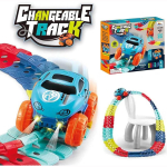 V&otilde;idus&otilde;iduautode rajarongi m&auml;nguautod, vahetatava raja komplekt sisaldab 1 LED valgustusega v&otilde;idus&otilde;iduauto m&auml;nguasja ja 2 katet, DIY v&otilde;idus&otilde;iduraja m&auml;nguasju, s&uuml;nnip&auml;evakingitusi lastele 26x23x5.7cm,46Pcs