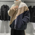 Lambavillane mantel fliis talvine vabaaja meeste dressipluus Harajuku &otilde;mblusega sinine t&otilde;mblukk Hoiab soojas pikad varrukad meeste jope M khaki