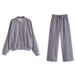 Kaheosalised puhker&otilde;ivad Naiste Zipper Bomber Dressikomplektid Pingutusn&ouml;&ouml;riga elastne v&ouml;&ouml;koht Palusp&uuml;ksid Kodu&uuml;likond Crop Top Y2K Outwear S must