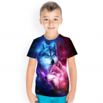 3D Wolf Prinditud Laste T-s&auml;rgid Laste Unisex l&uuml;hikeste varrukatega vabaaja spordi T-s&auml;rk poiste tee 140