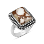 Kiirgav kuju Metsiku Hobuse Jaspis T&auml;is 925 Sterling H&otilde;be Bezel-seadistusega S&otilde;rmus Naistele ja T&uuml;drukutele Suurus 5 Kuni 12 5 gray