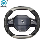 for Peugeot 208 208 GT e208 I II 2012~2023 Car Steering Wheel Cover Silica Gel PU Leather Non-slip Massage Auto Accessories A-Black black