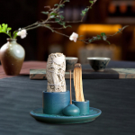 4 in 1 Incense Burner Sage Palo Santo Holder Desktop Candles Ceramic Censer for Farmhouse sinine