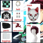 Tanjirou Kamado Cosplay Anime Deemonit Slayer Kimetsu No Yaiba Cosplay Kost&uuml;&uuml;mivorm Haori Kimono Parukas Kost&uuml;&uuml;m Halloween T&auml;iskasvanu Laps S-(Full set+wig)