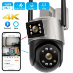 Uus 8MP 4K kahe objektiiviga PTZ IP-kaamera v&auml;lis-AI inimtuvastusega CCTV turvakaamera v&auml;rviline &ouml;&ouml;n&auml;gemine WiFi-seirekaamera ICsee EU Plug