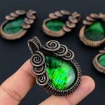Natural Green Labradorite Gemstone Copper Wire Wrap Pendant Gift 2.28 g7r84