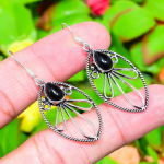 Natural Black Onyx Gemstone Handmade 925 Sterling Silver Earring 2.01 u1q26