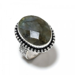 Natural Labradorite Gemstone Handmade 925 Sterling Silver Ring Size 7 m2h99