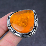 Natural Baltic Amber Gemstone Handmade 925 Sterling Silver Ring Size 8 m2r72