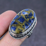 Natural Copper Sodalite Gemstone Handmade 925 Sterling Silver Ring Size 9 c4f25