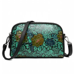 Kvaliteetne nahast k&auml;ekott Luksuslik disainer Retro etnilises stiilis 3D prinditud &otilde;lakott Moodne diagonaalne risti tasku telefonikott kollane/roheline