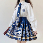 Hiina traditsiooniline Hanfu r&otilde;ivad Vintage JK seeliku tr&uuml;kkimine Rahvatantsu seelik Kulla tembeldamine t&auml;iustatud Hanfu hobuse n&auml;o l&uuml;hike seelik XL