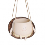 Rippuv kiiktooli istutuspott Ilusa v&auml;limusega UV-kindel siseruumides v&auml;litingimustes dekoratiivne naeratav n&auml;gu istutusmasin lillepott valge