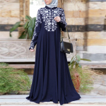 Naiste moslemi kleit Kaftan Arab Jilbab Abaya islami pitsist &otilde;mmeldud maxi kleit XL sinine