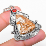 Natural Lemon Chrysoprase, Garnet 925 Sterling Silver Gift Pendant 2.29 h4z34