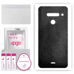 apgo Protective Skin Sticker for the back compatible with LG V50 ThinQ 5G, Wrap Film, Foil, Vinyl - Pattern Black Leather