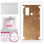 apgo Protective Skin Sticker for the back+sides compatible with Tecno Pouvoir 4, Full Wrap Film, Foil, Vinyl - Pattern Rusty Copper