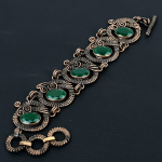 Laboratooriumis loodud imeline smaragd v&auml;&auml;riskivi k&auml;sitsi valmistatud puhas vask traadiga m&auml;hitud k&auml;ev&otilde;ru ehted 7-8 Inches roheline