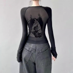 Y2K Spring Angel Print Ameerika v&uuml;rtsikas t&uuml;druku alumine s&auml;rk naiste disain Sense Slim Fit must T-s&auml;rk Instagrami stiil S must