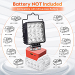 LED-t&ouml;&ouml;tuli Dewaltile ja Milwaukee akule 48W Protable prožektori taskulamp USB ja C-t&uuml;&uuml;pi laadimislambi t&ouml;&ouml;riistad t&ouml;&ouml;kohale Battery not included