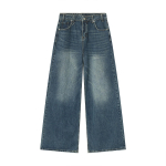 Meeste Vintage Jeans Mood Pesitud T&auml;navakunst Vabaaja Lai Jalg Denim P&uuml;ksid Suvi Kulunud L&otilde;tv Mehelik Mitmek&uuml;lgsed P&uuml;ksid S sinine