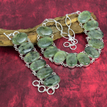 Prehnite v&auml;&auml;riskivide ehted, 925 h&otilde;bedast kaelakee ja k&auml;ev&otilde;ru ehete komplekt, k&auml;sitsi valmistatud looduslikud ehted armastusele Adjustable With 8"-18"