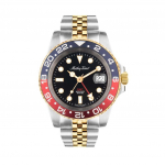 Mathey-Tissot Rolly Mathy Vintage GMT Kahev&auml;rviline Roostevabast Terasest Must T&auml;hikuga Kvarts H903BBR 100M Meeste K&auml;ekell must