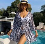 2024 Uus Naiste L&otilde;hikuga Pikk S&auml;rk Ranna Ujumisriided Euroopa ja Ameerika V&auml;liskaubandus Uus Bikiini Ujumisriided Kolmeosaline Komplekt S beež