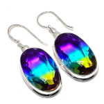 Bi-Color Tourmaline Gemstone Handmade 925 Sterling Silver Earring 1.89 h5d29