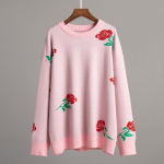 Lilletr&uuml;kis Moodne kampsun Naiste vabaaja vaba naiste kootud topp Talvine paks soe &uuml;lisuur silmkoeline pullover M roosa